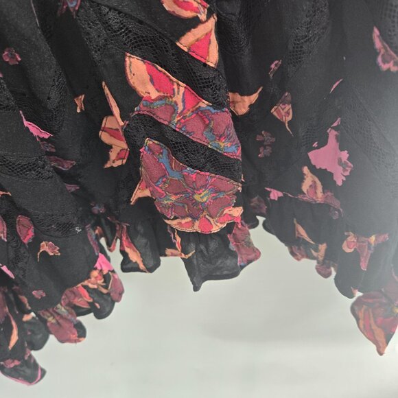 Intimately Free People Black Pink Lace Trapeze Voile Mini Slip Dress XS - Picture 12 of 12